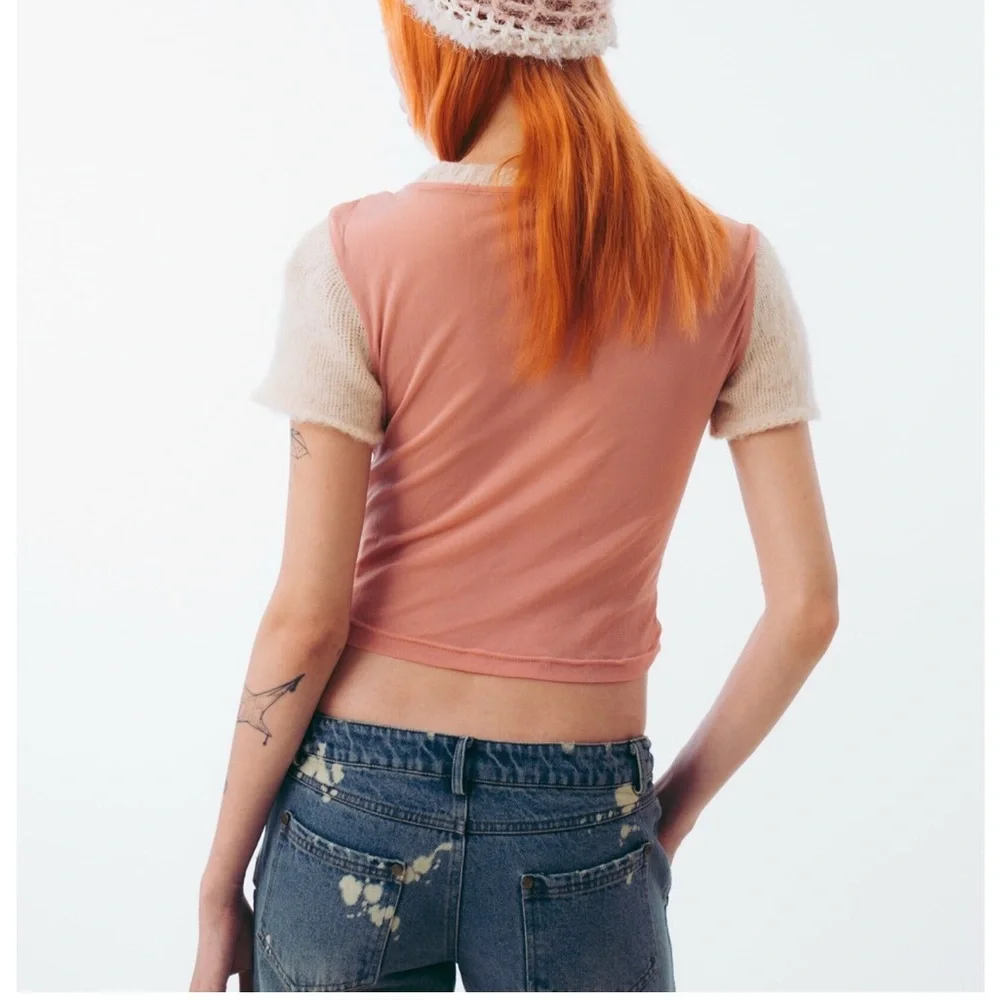 Sixth Dimension Lulu in Space Mesh Baby Tee pink XS - Picture 2 of 10